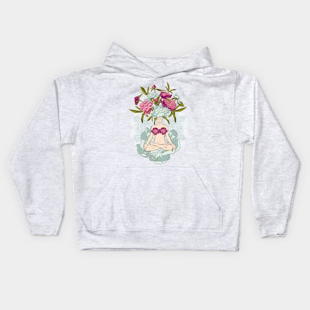 Yoga Flowers #2 Kids Hoodie by Olga Berlet